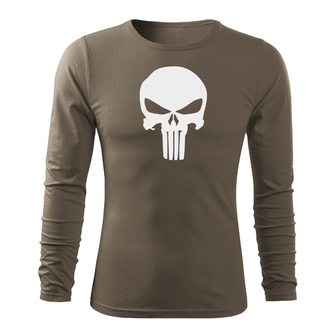 DRAGOWA FIT-T Тениска с дълъг ръкав Punisher, маслиненозелена, 160 г/м2