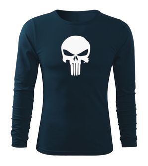 DRAGOWA FIT-T Тениска с дълъг ръкав Punisher, тъмносиня, 160 г/м2