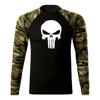 DRAGOWA FIT-T Тениска с дълъг ръкав Punisher, woodland, 160 г/м2
