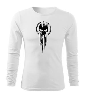 DRAGOWA FIT-T Тениска с дълъг ръкав Skull, бяла, 160 г/м2