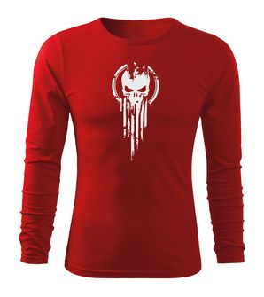 DRAGOWA FIT-T Тениска с дълъг ръкав Skull, червена, 160 г/м2