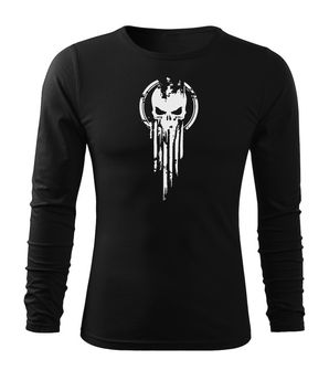 DRAGOWA FIT-T Тениска с дълъг ръкав Skull, черна, 160 г/м2