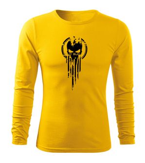 DRAGOWA FIT-T Тениска с дълъг ръкав Skull, жълта, 160 г/м2