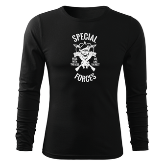 DRAGOWA FIT-T Тениска с дълъг ръкав Special Forces, черна, 160 г/м2