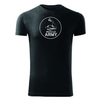 DRAGOWA Фитнес тениска с къс ръкав Muscle Army Biceps, черна, 180 г/м2