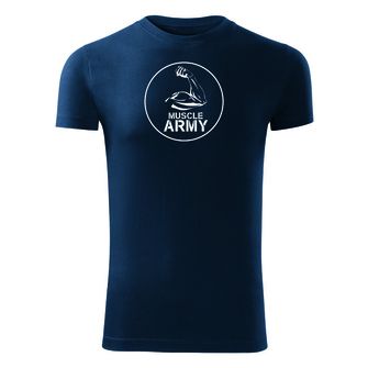 DRAGOWA Фитнес тениска с къс ръкав Muscle Army Biceps, синя, 180 г/м2