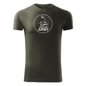 DRAGOWA Фитнес тениска с къс ръкав Muscle Army Biceps, маслиненозелена, 180 г/м2