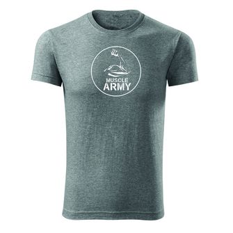 DRAGOWA Фитнес тениска с къс ръкав Muscle Army Biceps, сива, 180 г/м2