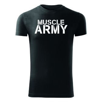 DRAGOWA Фитнес тениска с къс ръкав Muscle Army, черна, 180 г/м2