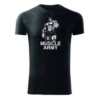 DRAGOWA Фитнес тениска с къс ръкав Muscle Army Man, черна, 180 г/м2