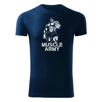 DRAGOWA Фитнес тениска с къс ръкав Muscle Army Man, синя, 180 г/м2