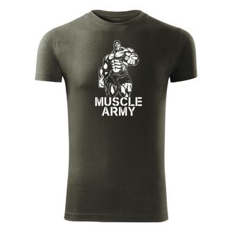 DRAGOWA Фитнес тениска с къс ръкав Muscle Army Man, маслиненозелена, 180 г/м2