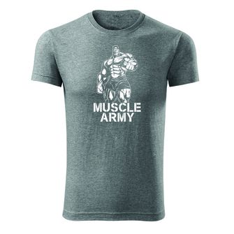 DRAGOWA Фитнес тениска с къс ръкав Muscle Army Man, сива, 180 г/м2