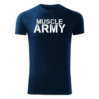 DRAGOWA Фитнес тениска с къс ръкав Muscle Army, синя, 180 г/м2