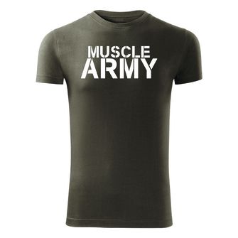 DRAGOWA Фитнес тениска с къс ръкав Muscle Army, маслиненозелена, 180 г/м2