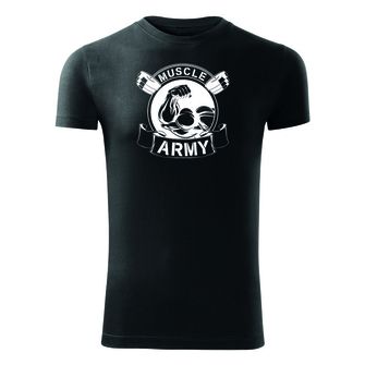 DRAGOWA Фитнес тениска с къс ръкав Muscle Army Original, черна, 180 г/м2