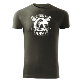 DRAGOWA Фитнес тениска с къс ръкав Muscle Army Original, маслиненозелена, 180 г/м2
