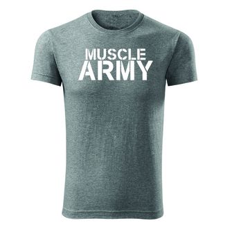 DRAGOWA Фитнес тениска с къс ръкав Muscle Army, сива, 180 г/м2