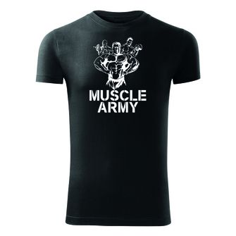 DRAGOWA Фитнес тениска с къс ръкав Muscle Army Team, черна, 180 г/м2