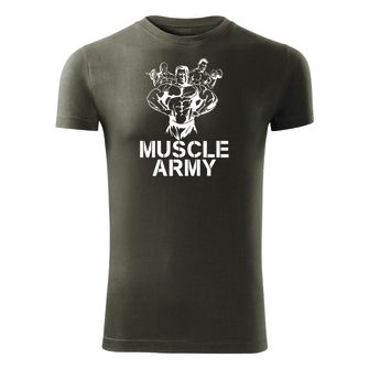 DRAGOWA Фитнес тениска с къс ръкав Muscle Army Team, маслиненозелена, 180 г/м2