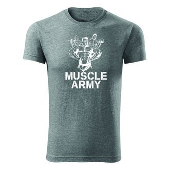 DRAGOWA Фитнес тениска с къс ръкав Muscle Army Team, сива, 180 г/м2