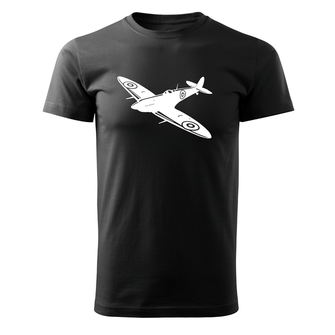 DRAGOWA Тениска с къс ръкав самолет, черна, 160 г/м2