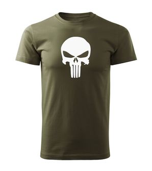DRAGOWA Тениска с къс ръкав Punisher, маслиненозелена, 160 г/м2