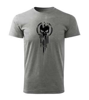 DRAGOWA Тениска с къс ръкав Skull, сива, 160 г/м2