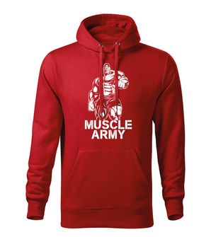 DRAGOWA мъжки суитшърт с качулка Muscle Army Man, червен, 320 г/м2