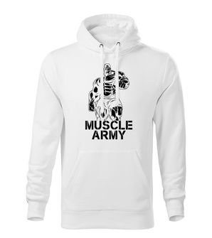 DRAGOWA мъжки суитшърт с качулка Muscle Army Man, бял, 320г/м2