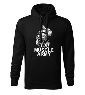 DRAGOWA мъжки суитшърт с качулка Muscle Army Man, черен, 320г/м3