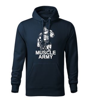 DRAGOWA мъжки суитшърт с качулка Muscle Army Man, тъмносин, 320г/м2