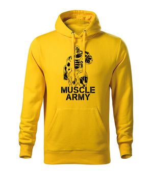 DRAGOWA мъжки суитшърт с качулка Muscle Army Man, жълт, 320г/м2
