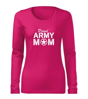 DRAGOWA Slim дамска тениска с дълъг ръкав, Army Mom, розова, 160г/м2