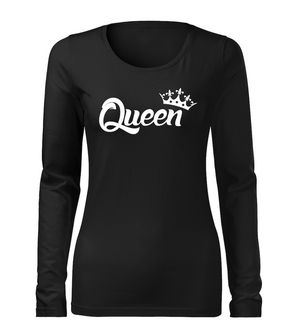 DRAGOWA Slim дамска тениска с дълъг ръкав, Queen, черна, 160г/м2