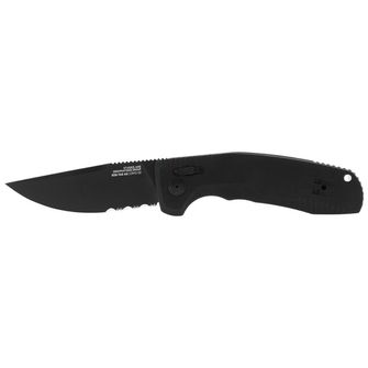 Изскачащ нож SOG-TAC AU - Черен / частично назъбен