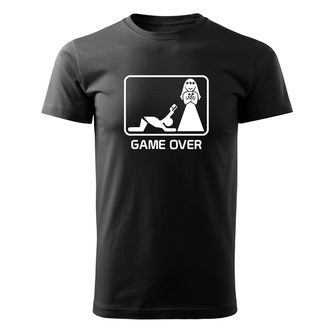 DRAGOWA Тениска с къс ръкав Game Over, черна, 160 г/м2