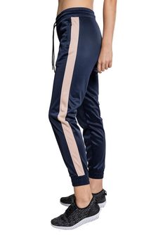 Дамски спортни панталони с маншети Urban Classics, тъмносиньо, светло розово
