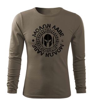 DRAGOWA FIT-T Тениска с дълъг ръкав Molon Labe, маслиненозелена, 160 г/м2